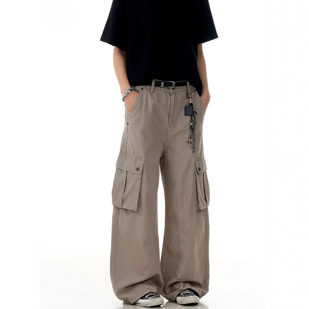 

American Sle Multi-ket Work Pants Men's CleanFit Slimming Casual Drapey Straight Leg Pants Women's Faion Urban Cotton