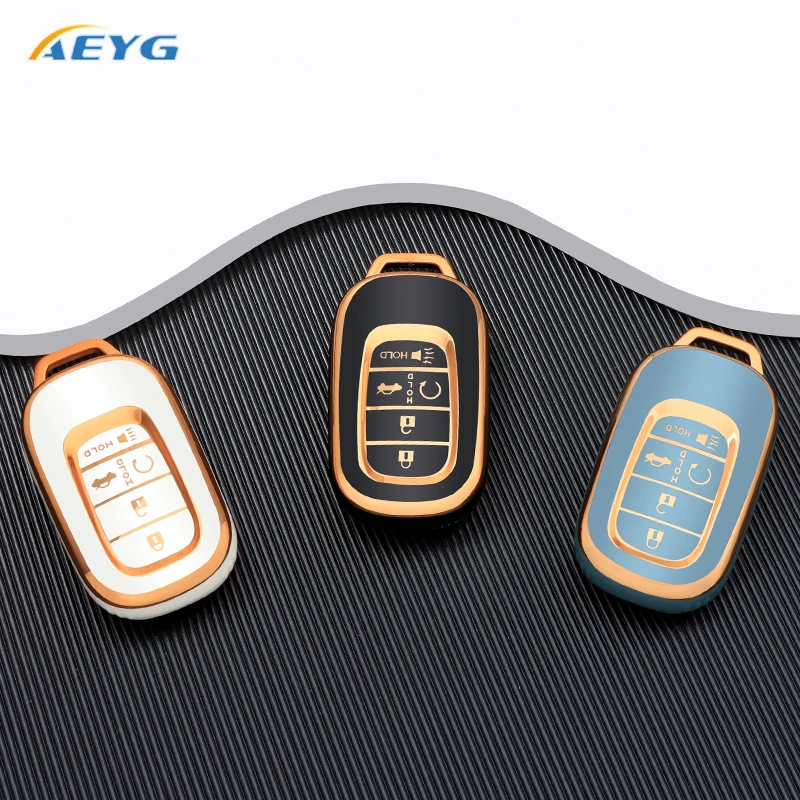 

For Honda Accord Civic Pilot HR-V CR-V Soft TPU Key Cover Case Protection Shell Key Rope Protector Keyless Keychain Accessories