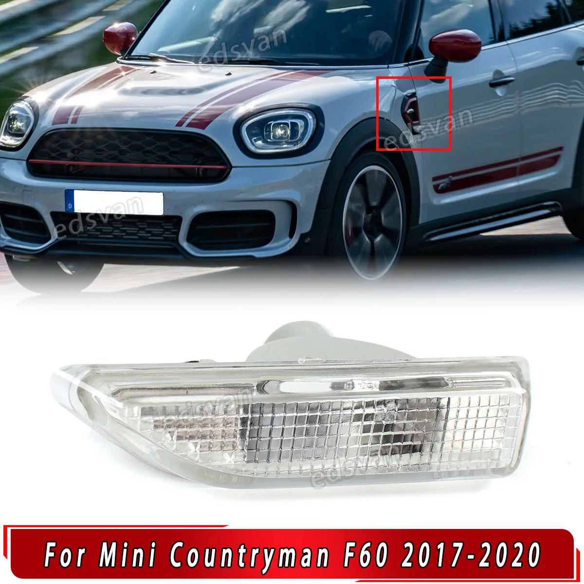 Signal Lamp trim For MINI Cooper Countryman F60 2017-2021 Side Marker Turn Lamp Lights Clear Fender Driving Signal Reflector