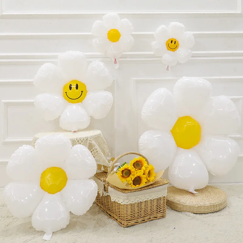 

2/3/5Pcs White Daisy Flower Foil Balloon Plumeria Helium Ball Wedding Kids Birthday Party Decoration Baby Shower INS Photo Props