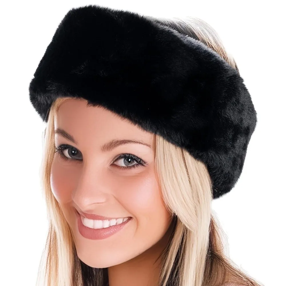 New Wide Design Fluffy Headband Solid Color Elastic Hair Band Soft Imitation Fur Hairbands Daily Wear