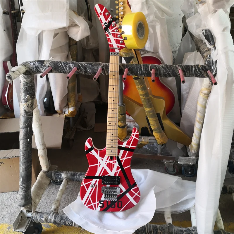 Electric Guitar with Color Strip Paint, Left Hand, 6 String,  Available in Stock, Free Delivery, Can Be Cu