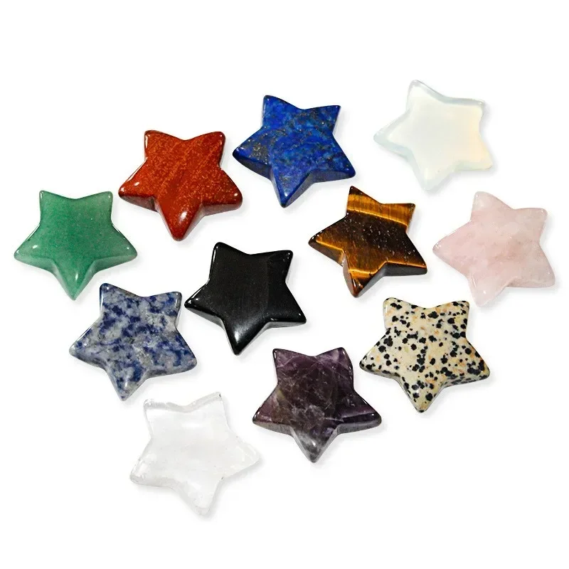 1PC Star Pattern Natural Crystal stones 30mm Reiki Healing Gemstones Pentagram for Collection DIY Jewelry Ornament