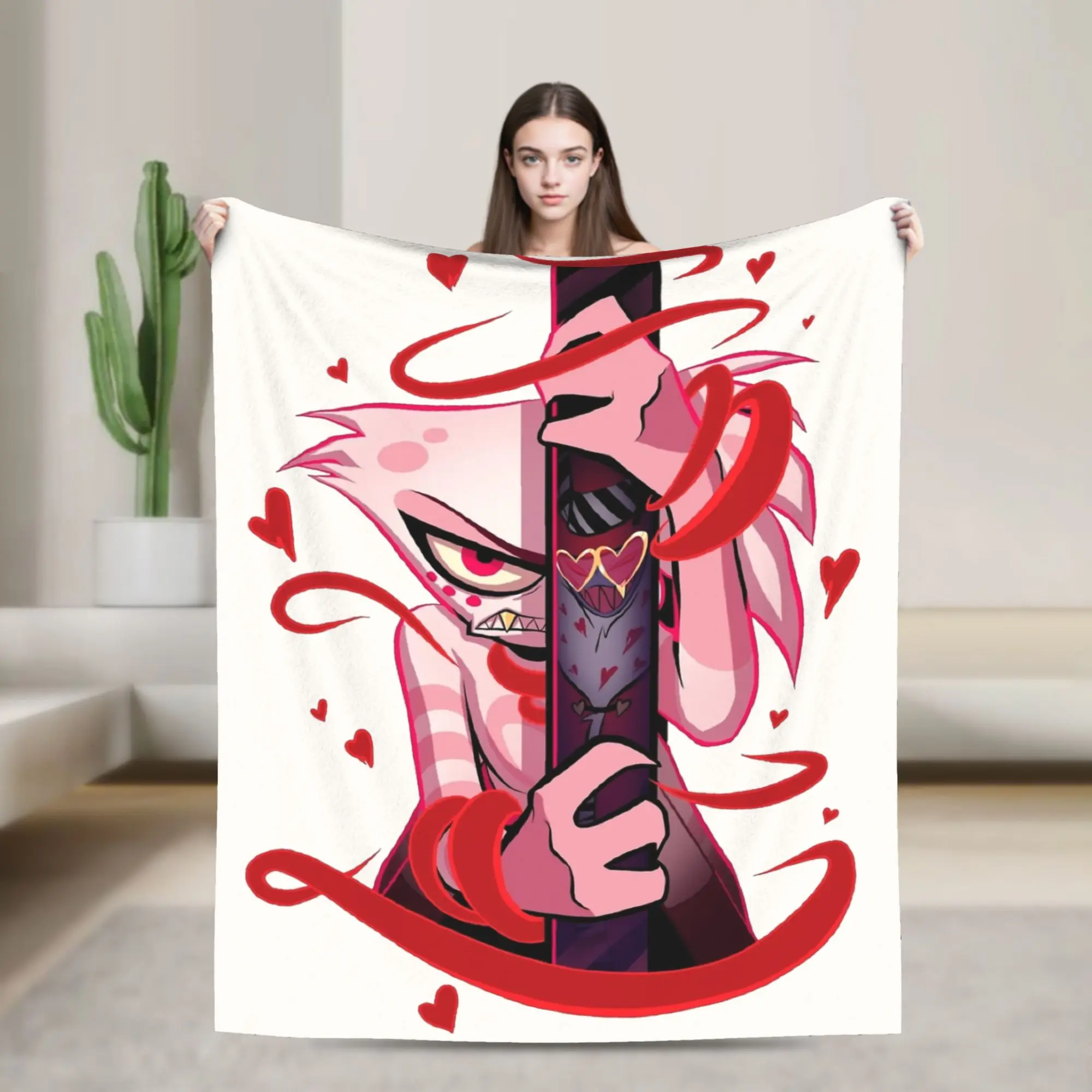 Angel Dust Hazbins Hotels Blanket Fleece Autumn/Winter   Multifunction Warm Throw Blankets for Bed Office Bedding Throws