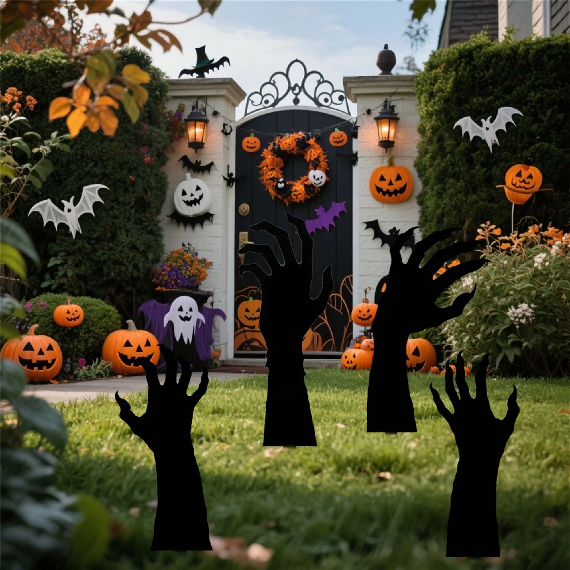 Spooky Halloween Yard Stake 2D Metal Witch Hat Holiday Garden Decoration Outdoor Party Favor for Haunted Fun