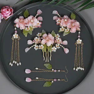 Set Aksesoris Rambut Hanfu Cina Jepit Rambut Jepit Rambut Hiasan Kepala Pengantin Hiasan Kepala Aksesori Rambut Pernikahan Retro Hadiah Hiasan Kepala 10 sisir rambut vintage penjualan terbaik - №