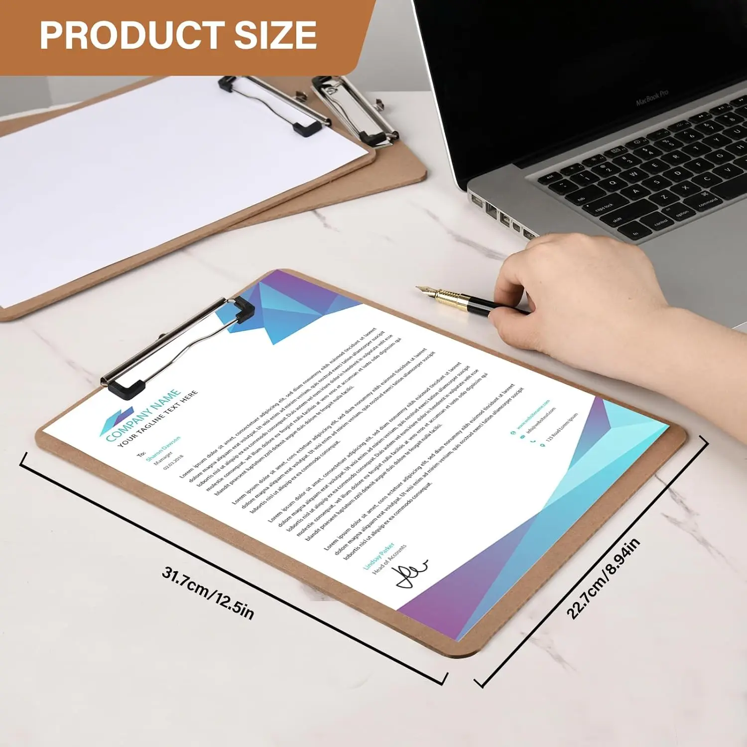 2 Pack Hardboard Office Clipboard, Letter-Size Clipboard with Low Profile Clip, Classic Clip, 9