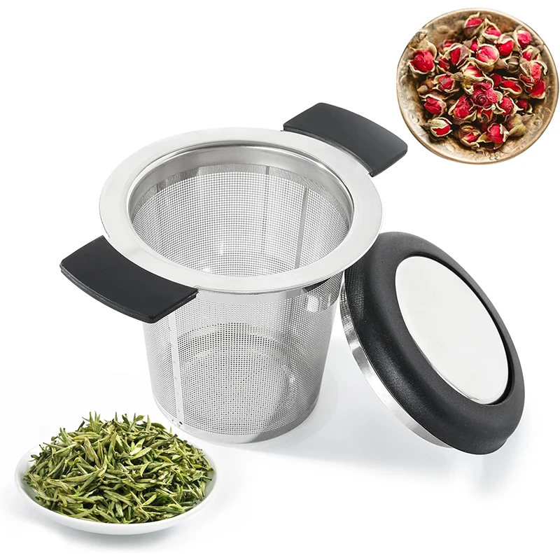 LMETJMA Tee-Ei Korb Edelstahl Teesieb Teefilter mit kleinem Sieb und Deckel Tee-Diffusor für lose JT340
