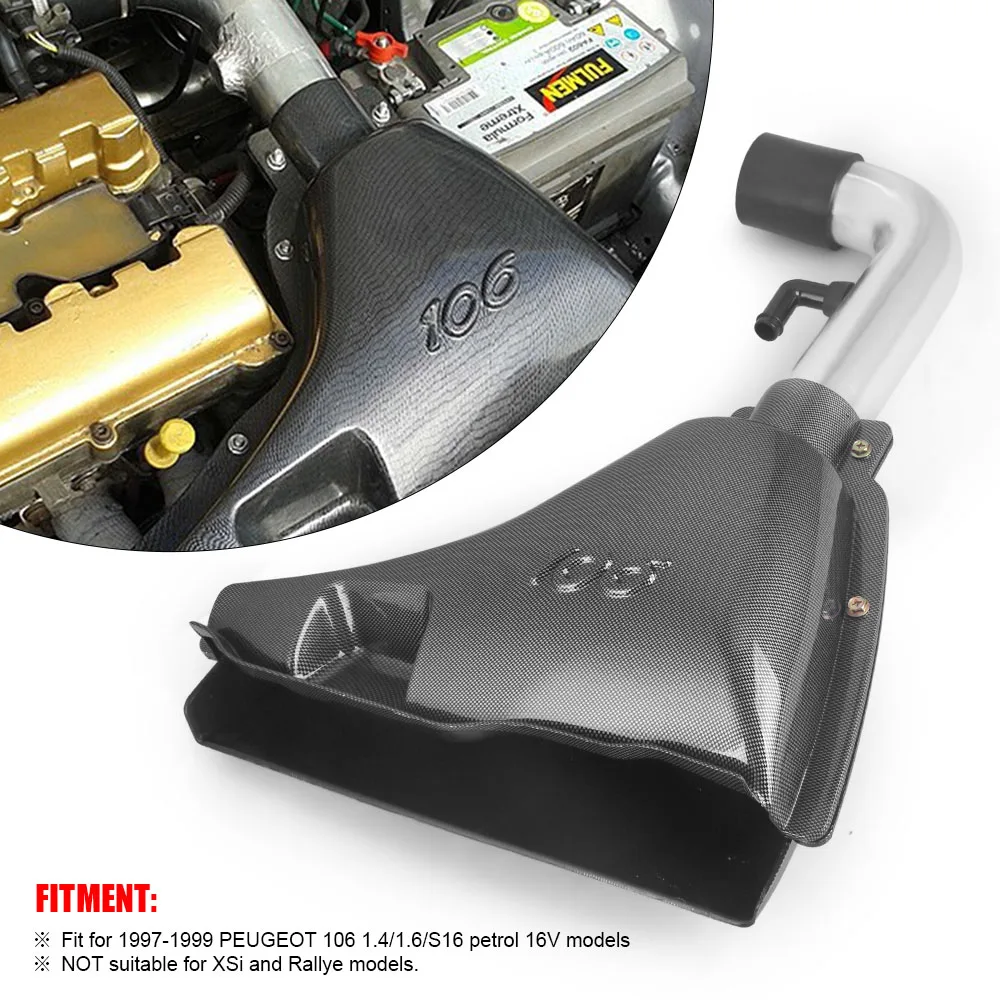 Cold Air Inlet Systems Intake Box Air FilterIntake System Carbon Fiber Style Heat Shield Filter for Peu-geot 106 206 306 VTS