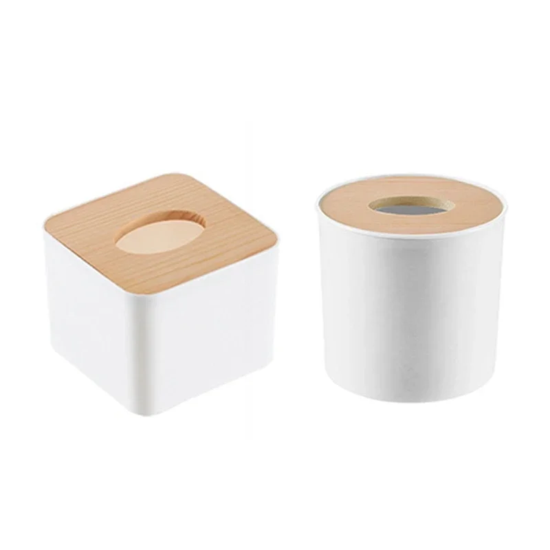 Wooden Tissue Box Napkin Holder Cover Toilet Paper Handkerchief Case Solid Simple Stylish Wood Home Car Wipe Organizer Container