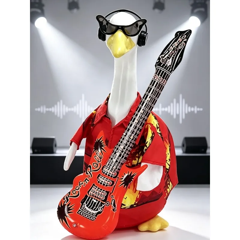Rock Star Outfit for 23 Inch Goose Statue with Guitar Ideal for Patio Display and Music Theme Party Decor Without Goose