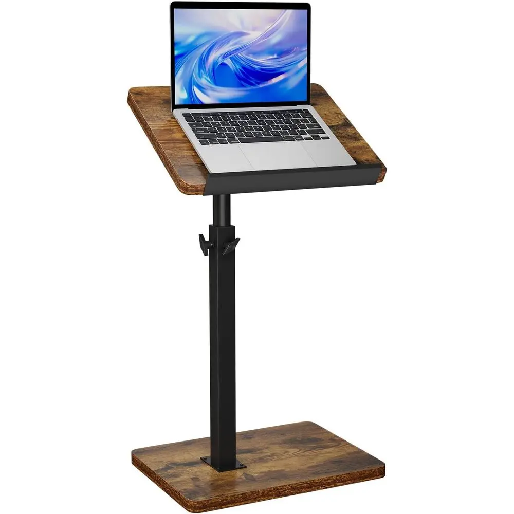 

Adjustable Angle, 360° Swivel, Height-Adjustable C-Shaped Side Table for Small Spaces, Ideal for PC & Tablet Use, Brown