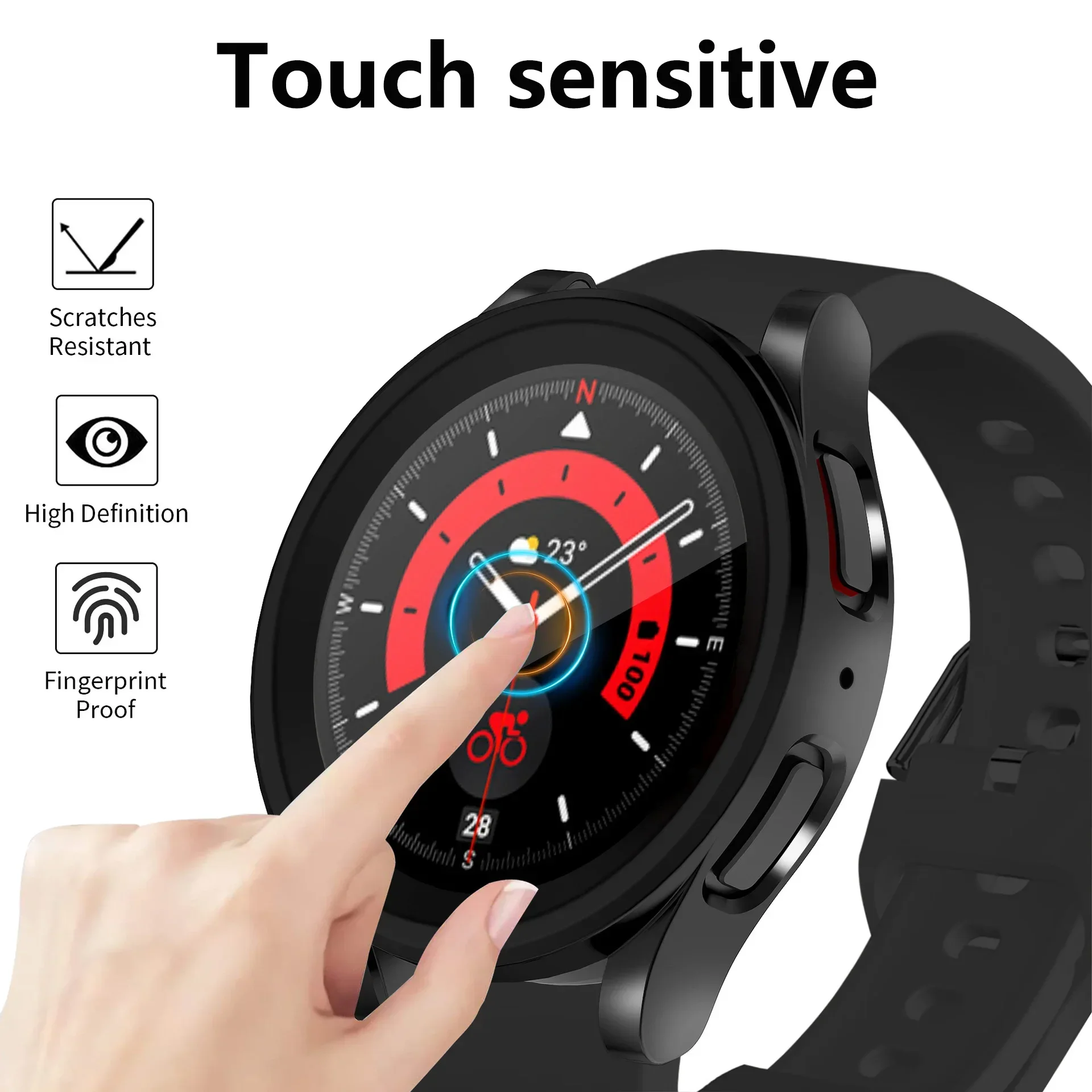 TPU Cover Case for Samsung Galaxy Watch 5 Pro 45mm Protective Full Screen Cover Bumper Cases Accessories for Galaxy Watch 5 Pro