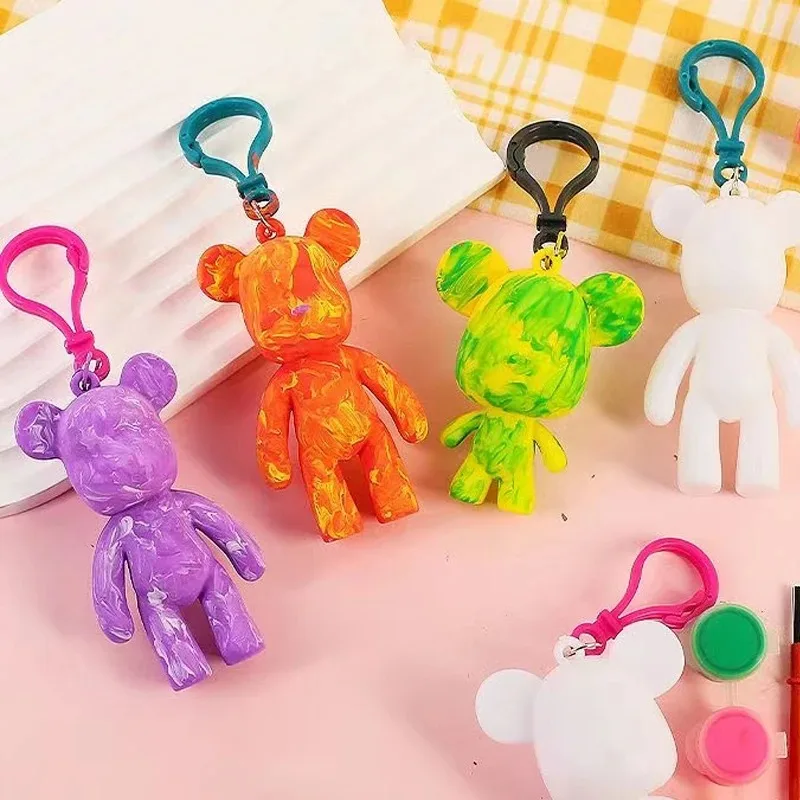 24pcs DIY Painted Bear Handmade Set Gloomy Bear POPOBE White Blank Mold Vinly Toys for Kid Medicom Toys
