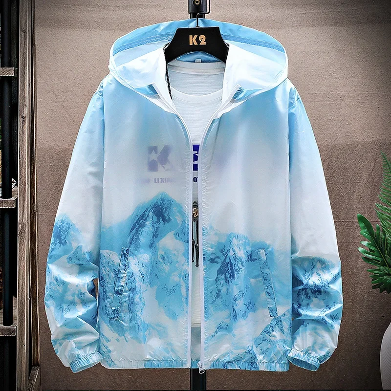 

Summer Hooded Jacket Men Waterproof Sun Protection Clothing Fishing Hunting Clothes Male Quick Dry Skin Windbreaker Q108