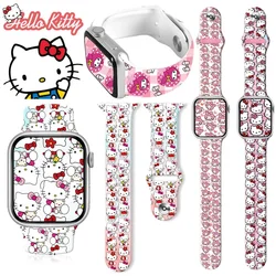 Sanrio Hello Kitty Printed Strap for Apple Watch Band 49mm 45 44 41 40mm 38mm Silicone Bracelet IWatch Series 8 7 6 3 5 4 Strap