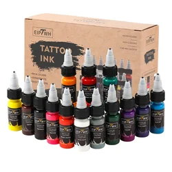 Pigmento de Tinta com Caixa, Arte Corporal, Kits de Tatuagem, Tintas de Beleza Profissionais, Maquilhagem, Semi-Permanente, 15ml, 14 cores