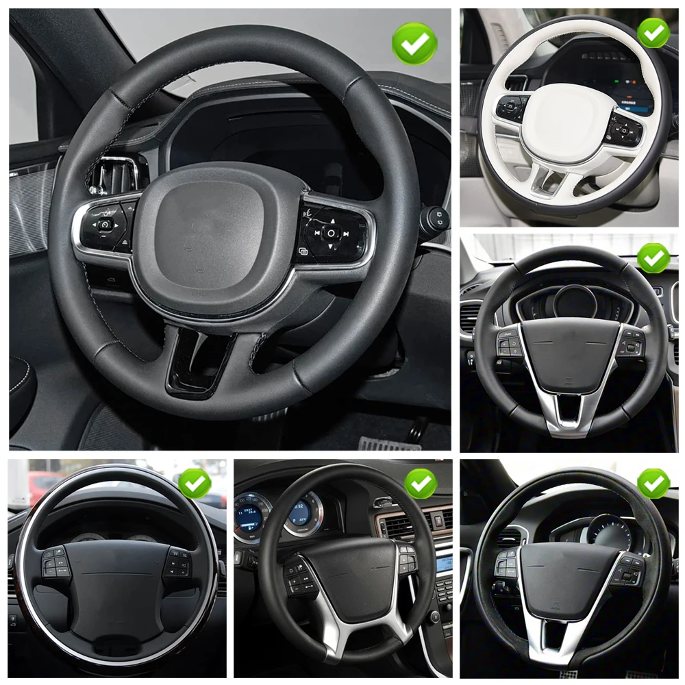 For Volvo Leather Carbon Fiber Auto Steering Wheel Cover XC60 XC90 V40 V60 S60 V50 V90 S80 C40 XC40 V70 XC70 C30 Car Accessories