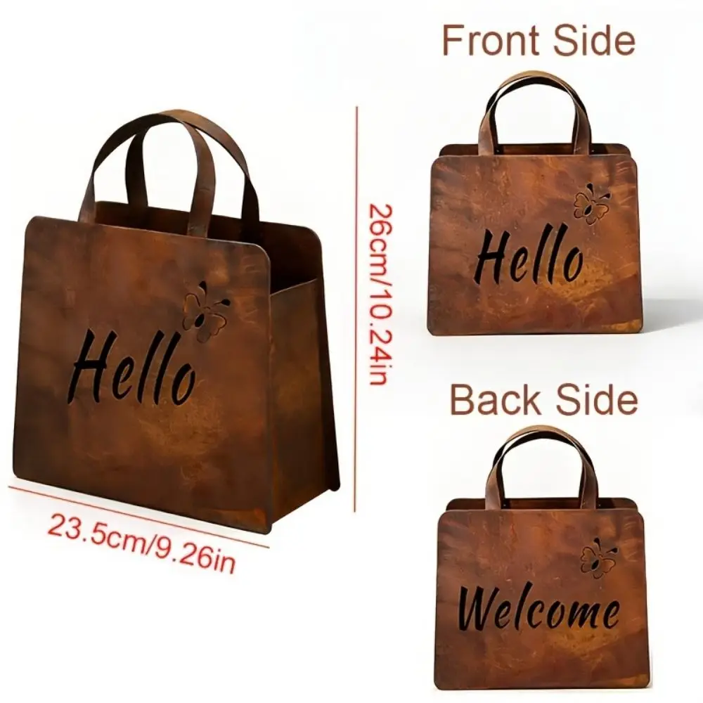 Retro Photo Prop Vintage Wedding Signage Rustic Handbag Shaped Welcome Sign Creative Iron Metal Hanging Planter Front Door