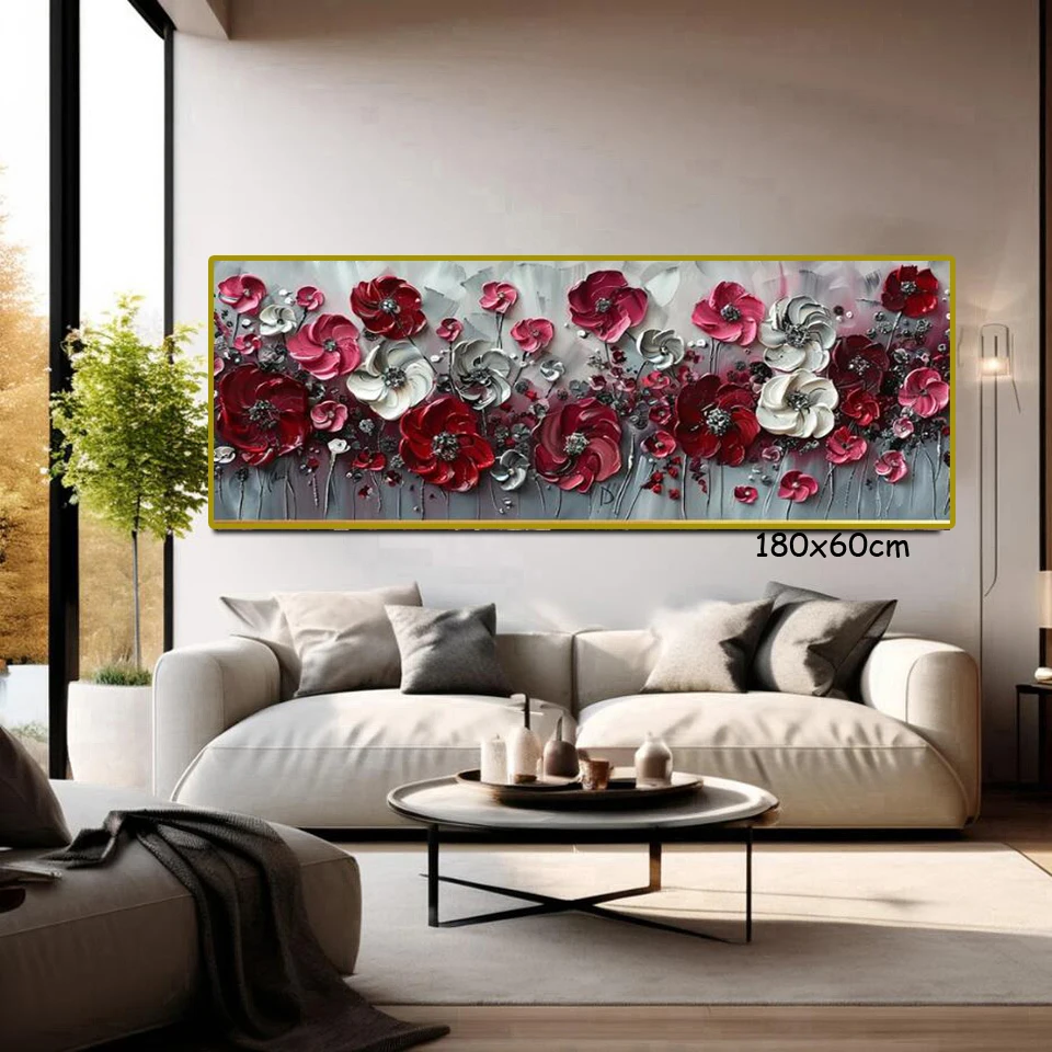 Fiore rosso 5D pittura diamante fai da te paesaggio kit punto croce di grandi dimensioni nuovo 2024 mosaico diamante ricamo per la decorazione