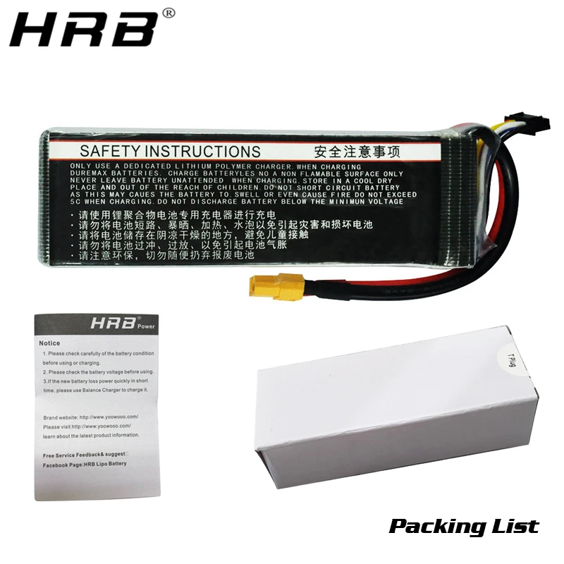 HRB 2S 3S 5S 4S 6S يبو بطارية 3000mah 4000mah 5000mah 6000mah 7.4V 11.1V 14.8V 18.5V 22.2V XT60 عمداء EC5 FPV الطائرات