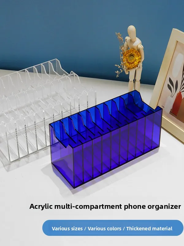Thickened Transparent Acrylic Mobile Phone Storage Box Desktop Placement Stand Office Meeting Mobile Phone Storage Box