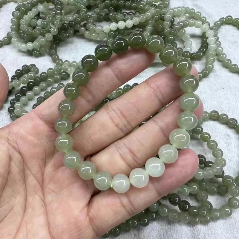 Natural Hetian Jade From Qinghai, 8Mm Gradient Color Bracelet, Good Density, No Impurities, And