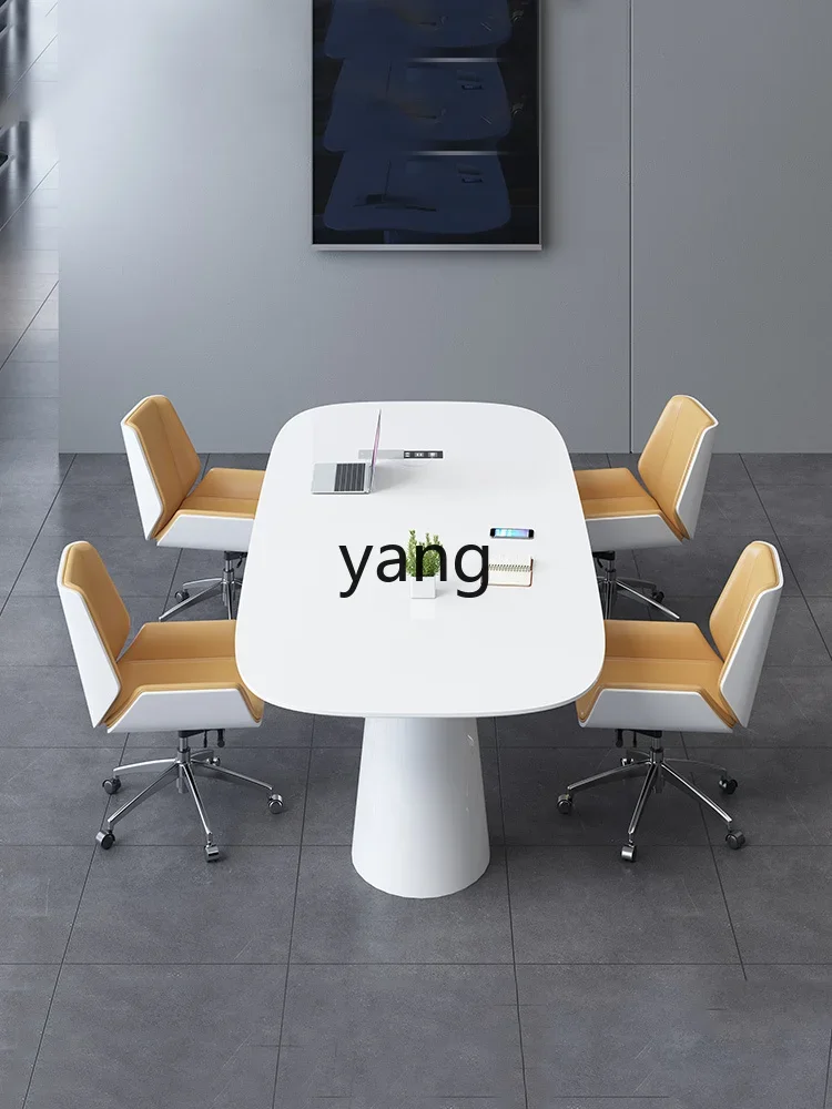 LMM  Desk White Paint Negotiation Oval Reception Table Conference Table Simple