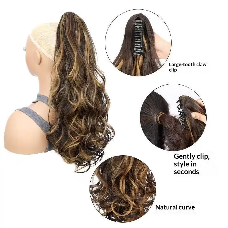 Claw Clip Ponytail Extension Long Curly Synthetic Hairpiece Easy Clip In Wavy Ponytail For Women Daily WearHot Sale