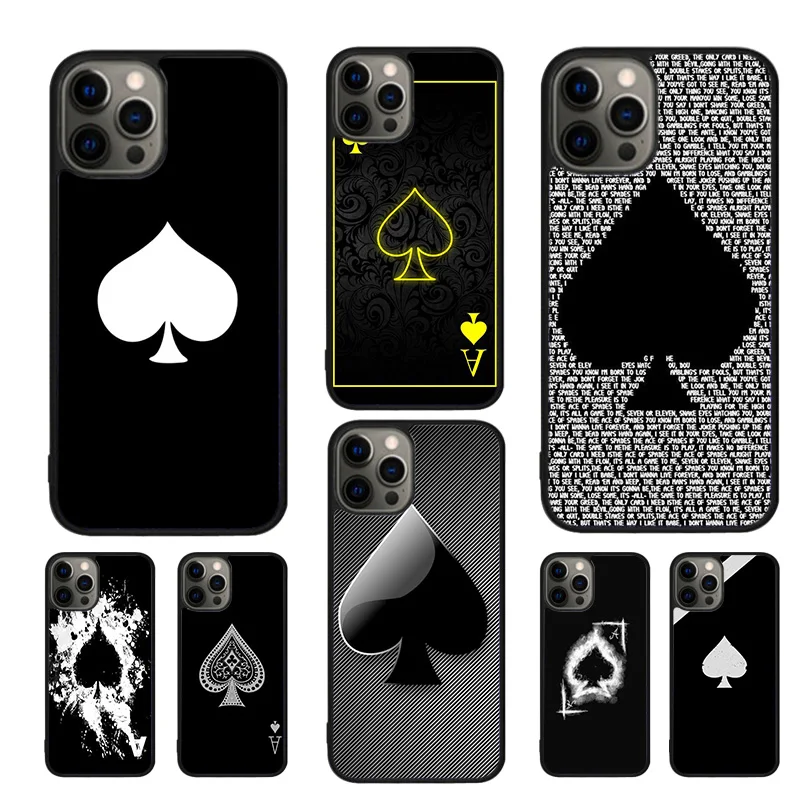 Spades Poker Play Cards Ace Art Phone Case For iPhone 16 15 14 11 12 13 mini Pro  XR XS MAX Plus coque Cover Shell