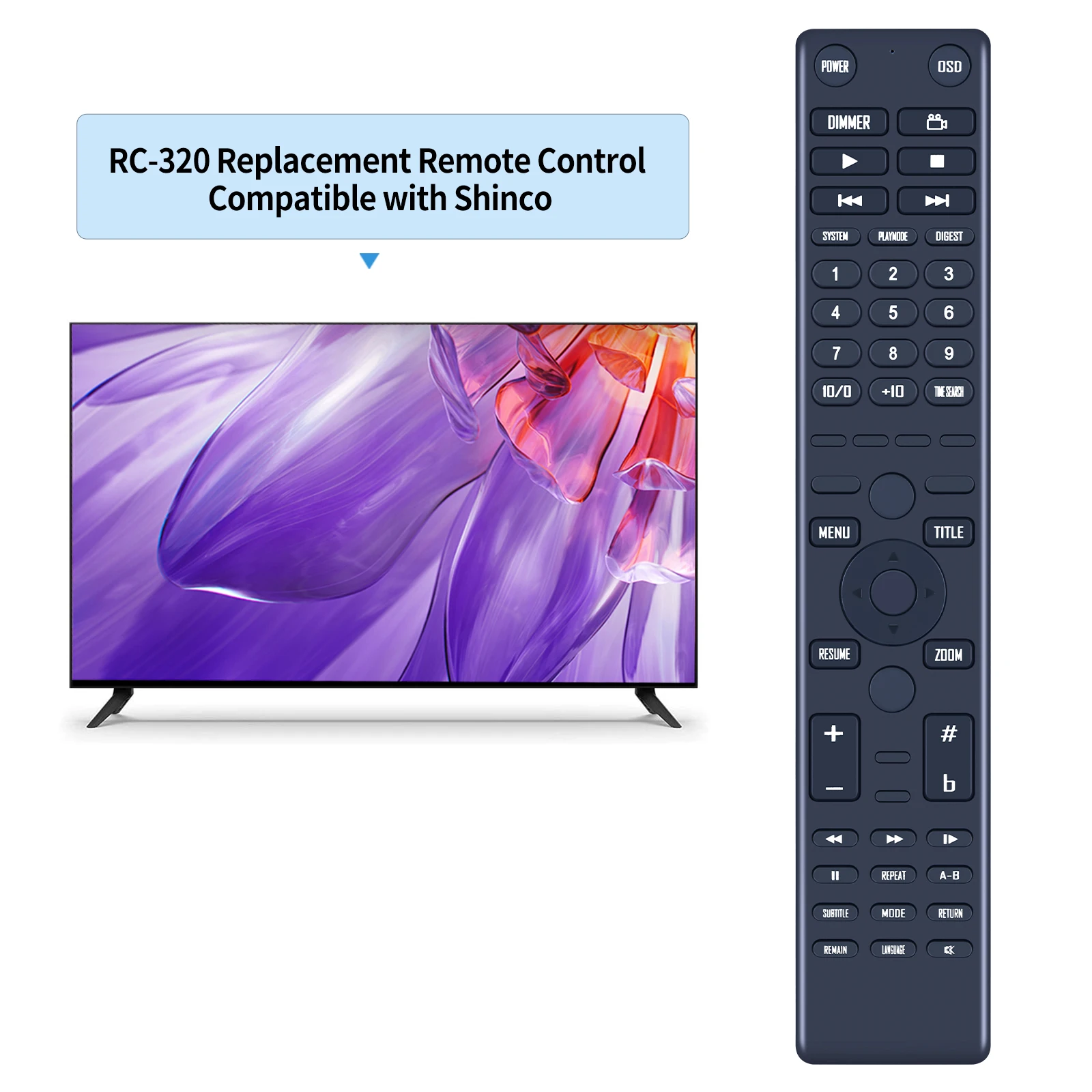 Nuevo Control remoto RC-320 para reproductor de DVD Shinco Mintek DVD2110 DVD2580