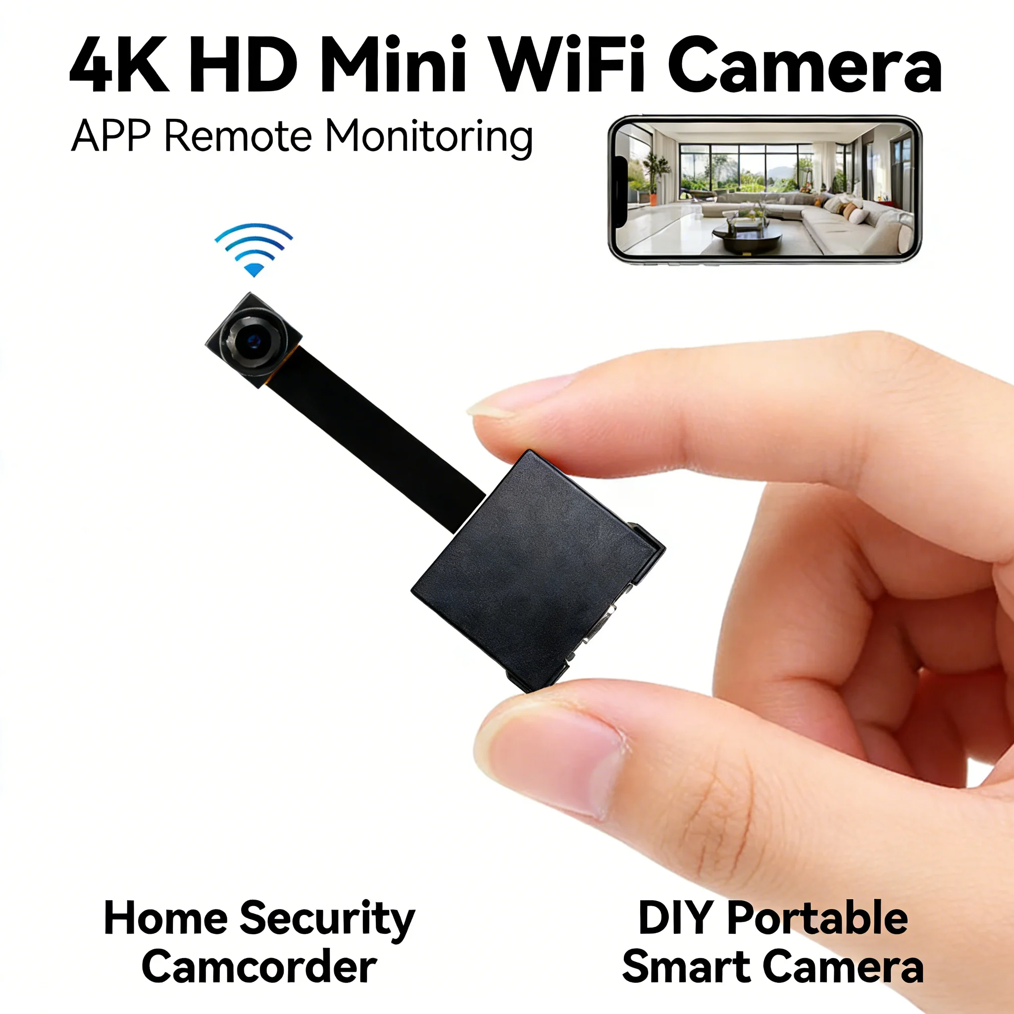 

Обновленная версия мини-камеры 4K HD с Wi-Fi, поддержкой удаленного просмотра, обнаружением движения, для домашнего использования (в стиле няни), DIY-камера с поддержкой SD-карты