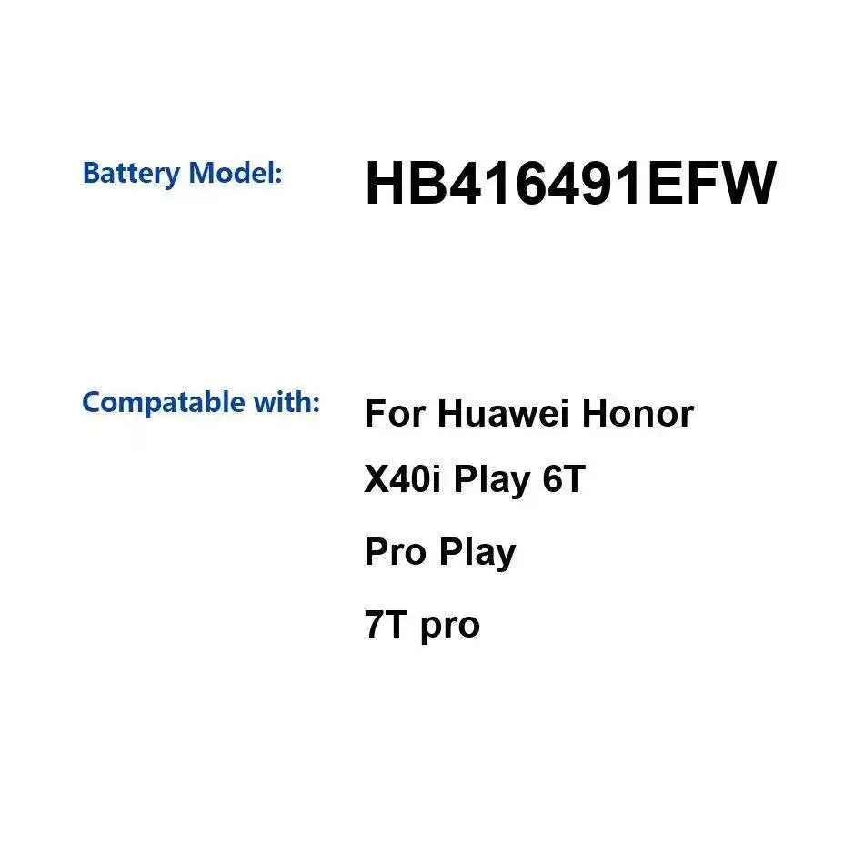 

4000Mah For Huawei Honor X40i Play 6T Pro 7T High Compatibility HB416491EFW Mobile Phone Battery High-Capacity