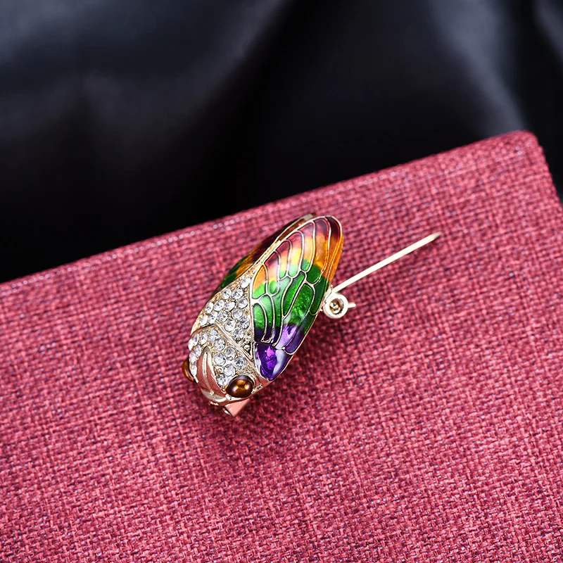 Retro cute exquisite summer cicada rhinestone corsage high-end animal brooch