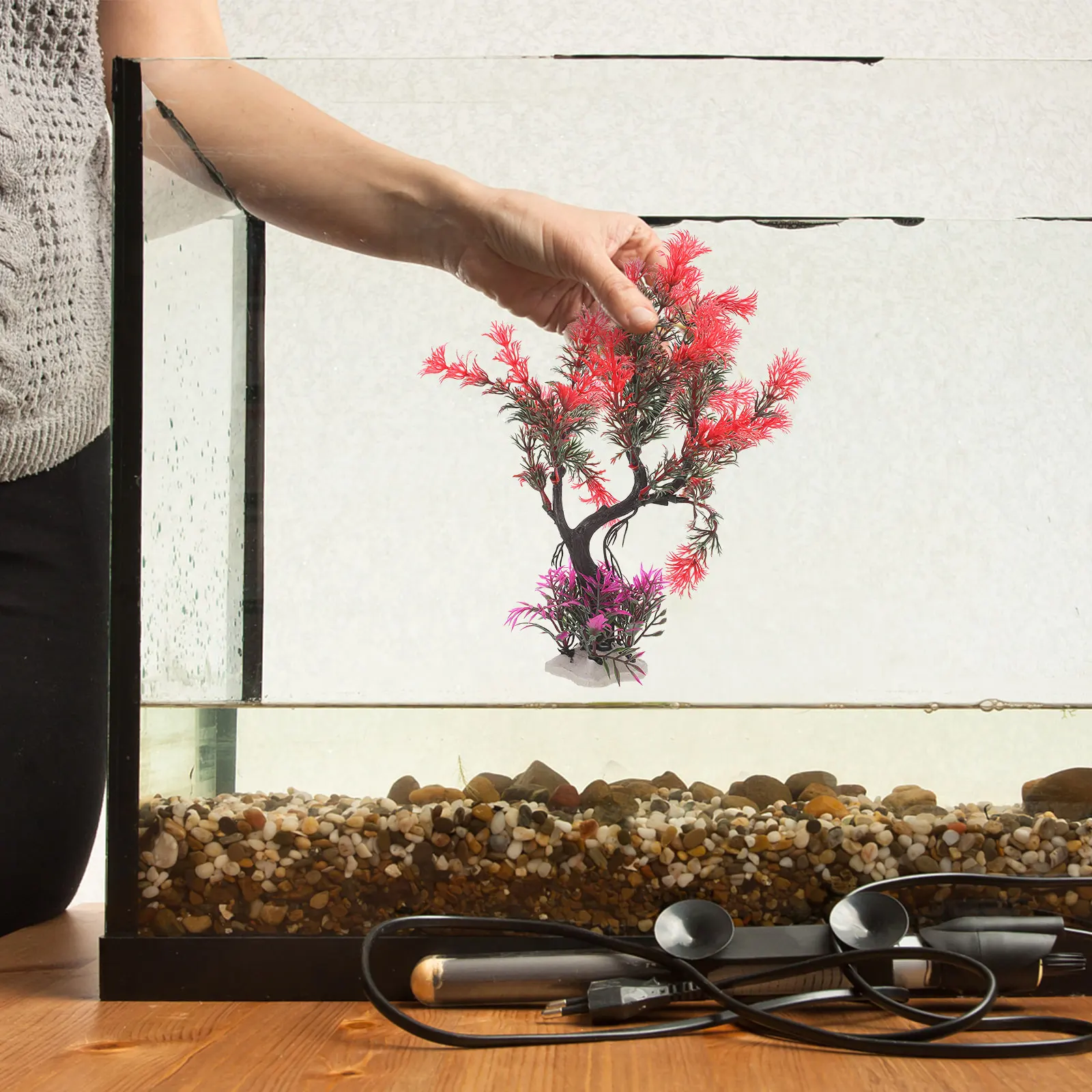 

Plastic Aquarium Plants Simulation Water Grass Decor Fish Tank Reptile Bonsai L scape Office BowlsAquariumDecor Plants Fine