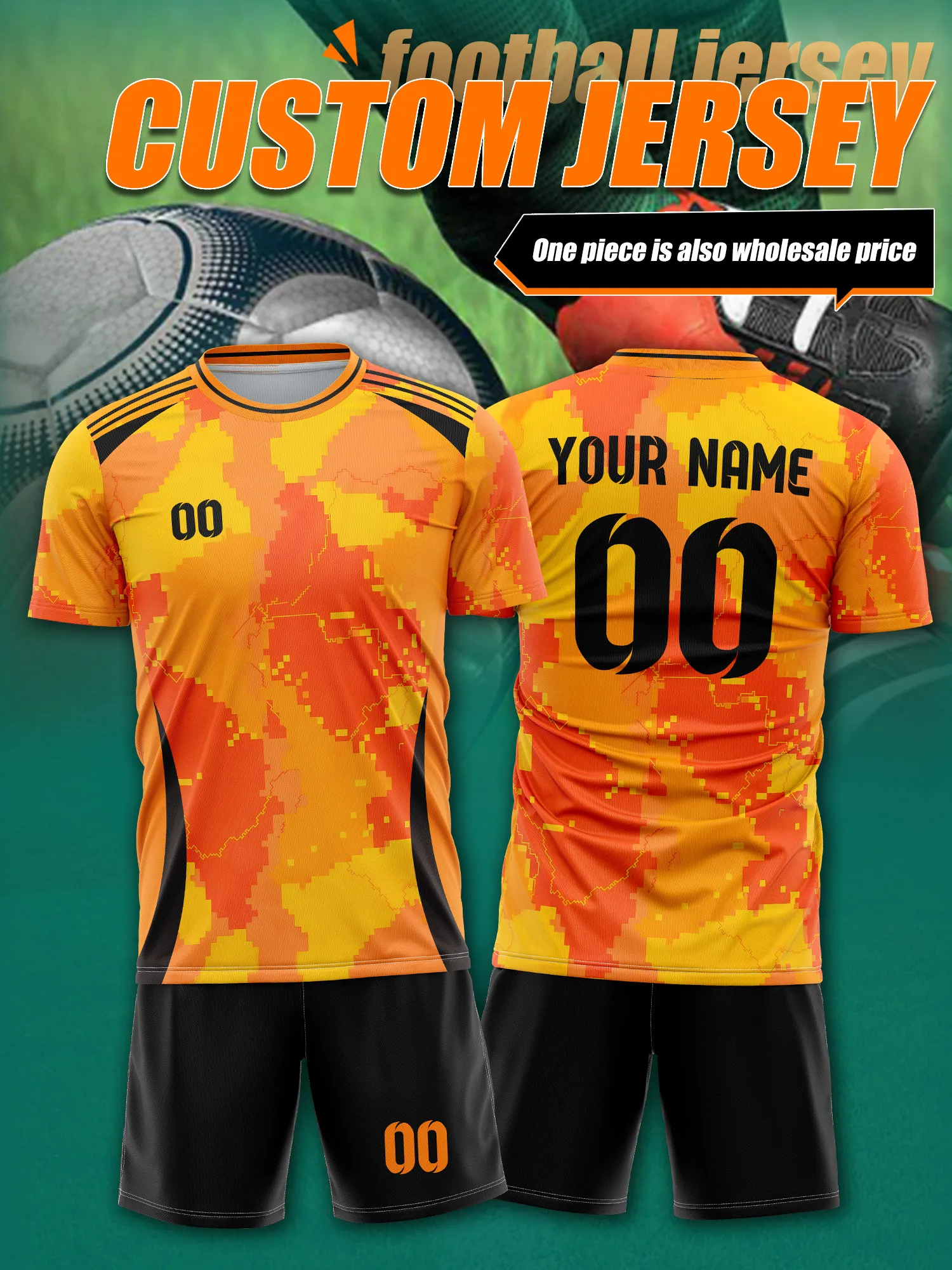 Camisa de Futebol Personalizada com Imagem, Número e Nome, Estilo Urbano, Roupa de Jogo para Equipes de Futebol