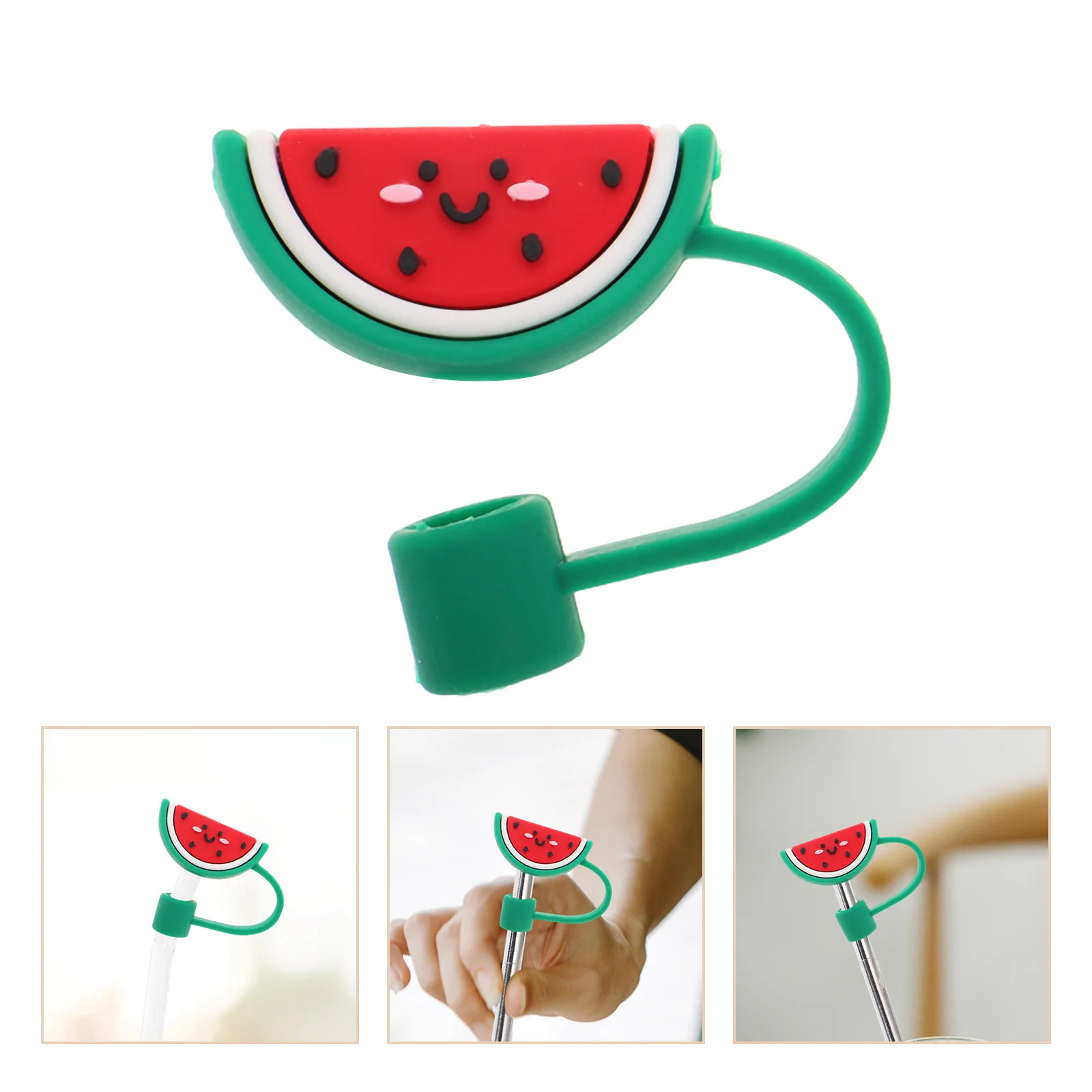 

10Pcs Cute Watermelon Silicone Straw Cover Reusable Protective Cap for Tumblers Outdoor Travel Decorative Straw Tips Stopper