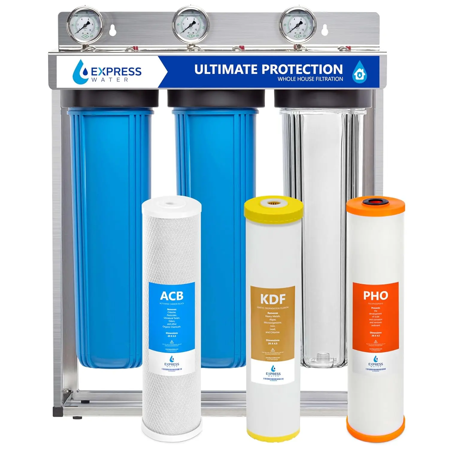 Protection Whole House Water Filter System - 3 Stage Water Filtration System Heavy Metal Anti-Scale - Pol