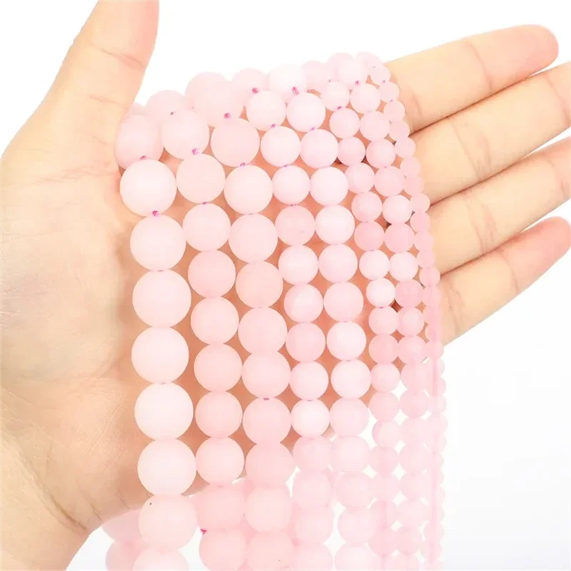 Natural Stone Beads matte rose quartz beads For Jewelry Making DIY Bracelet 4 6 8 10mm