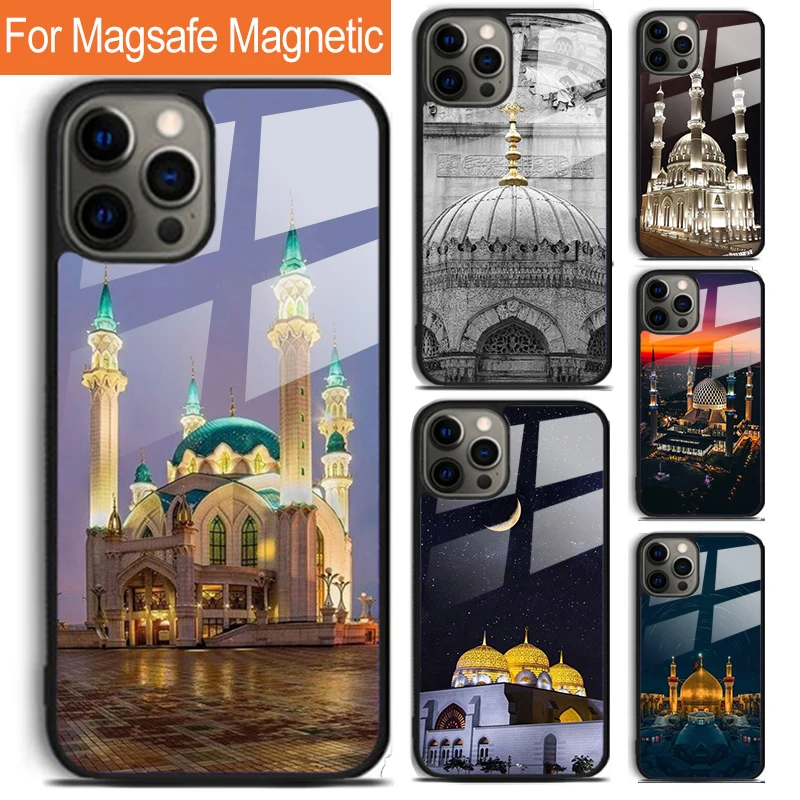 Muslim mosque building Phone Case For iPhone 16 15 14 13 12 11 Pro Max Plus Magsafe Magnetic Wireless Charging Cover