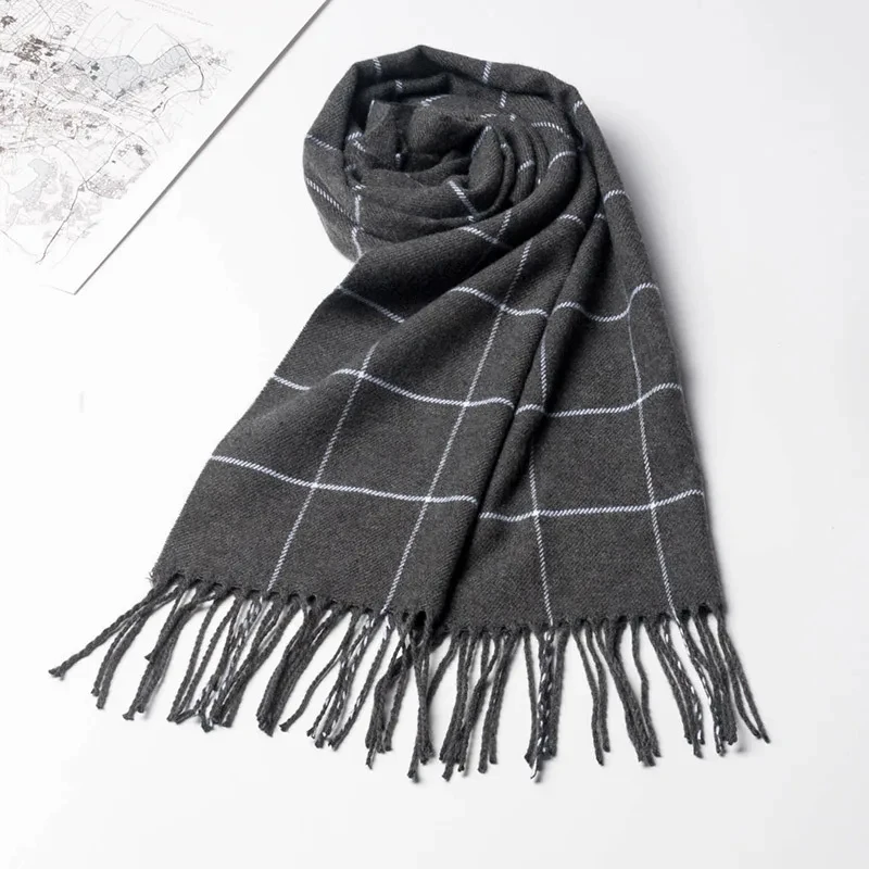 2023 New Winter Men Scarf Keep Warm Cashmere Scarves Casual Brand Designer Pashmina Neckerchief Tassel Business Shawl Wrap