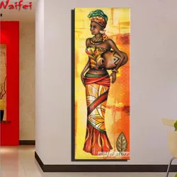 Nowy diament haft afrykańska kobieta diamentowa malowanie okrągły pełny kwadratowy krzyż zestaw do szycia diamentowa mozaika Mural africana Golden