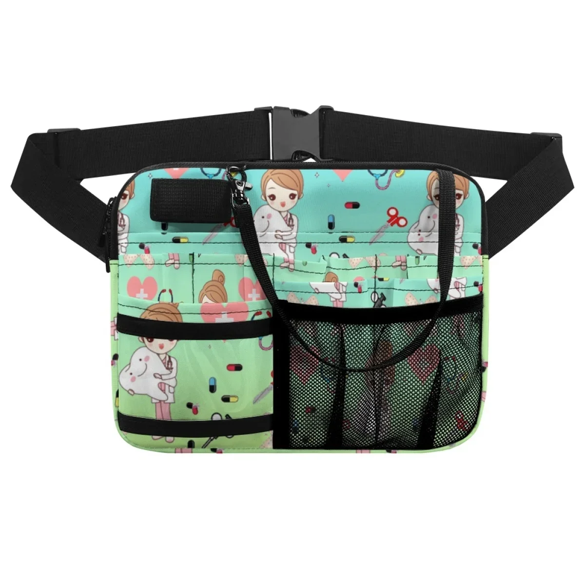 Hospital Work Portable Adjustable Waist Bag Gradient Kawaii Dental Nurse Printing Multi Pocket Belt Bag Dentist Organizer Pouch