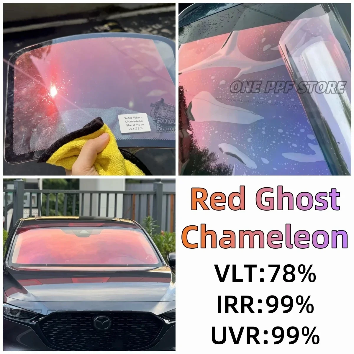 Purple/Green/Blue/Red Chameleon VLT 60~80% Windscreen Foils Car Front Rear Window Tint Windshield Protection Solar Tinting Film