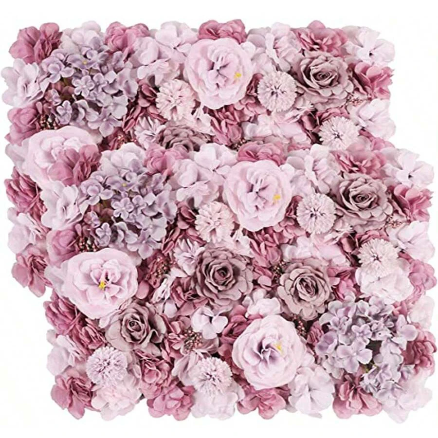 48 Pcs Artificial Flower Wall Panel Wedding Decoration Background Home Flower Wall Easy-to-Assemble Fake Plant Decor