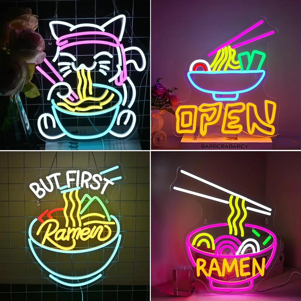 

Ramen Time Neon Signs Noodle Window Decoration Led Lights For Restaurant Food Shop Light Up Signs USB Powered Signboard Lamp