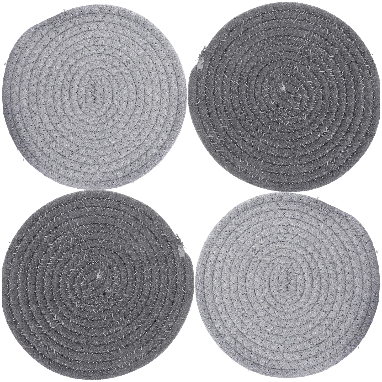 Portavasos redondos tejidos, manteles individuales de algodón antideslizantes resistentes al calor para protección de mesa, salvamanteles de cocina, accesorios de comedor, 4 Uds.
