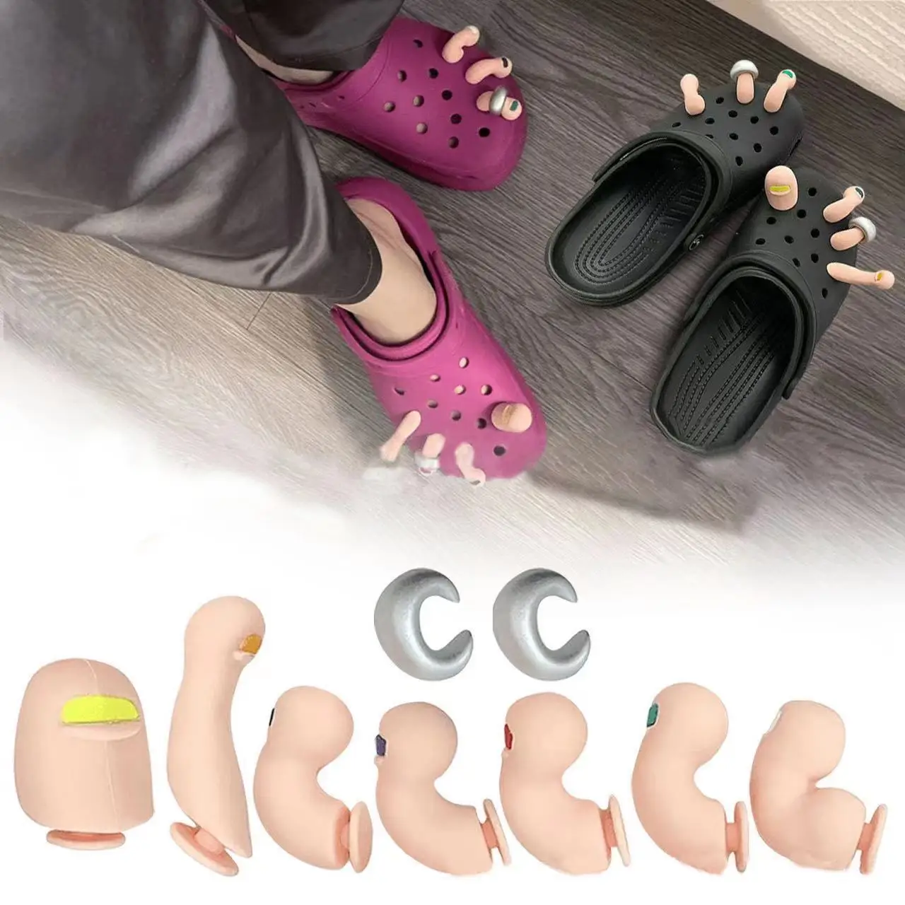 Creativity Simulation Toe Crocs Accessories Decorate Silica Gel Craftsmanship Personality Funny Slippers Accessories