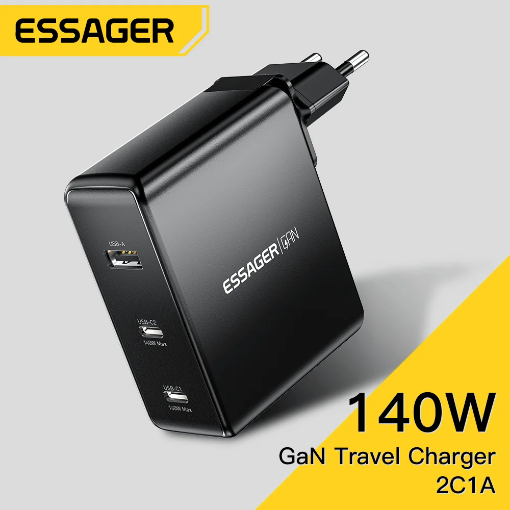 Essager 140W GaN USB Type C Charger Laptop 100W PD Fast Charge For Macbook Air M1 M2 Pro iPhone Samsung 65W Tablet Phone Chagers