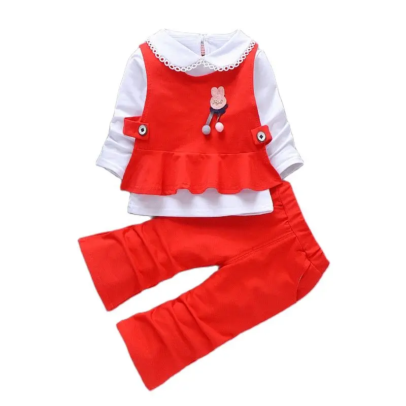 2023 Real Roupas Infantis Children\'s Garment Spring And Autumn New Girl Pure Cotton Printing Three-piece Child Suit 0-4y